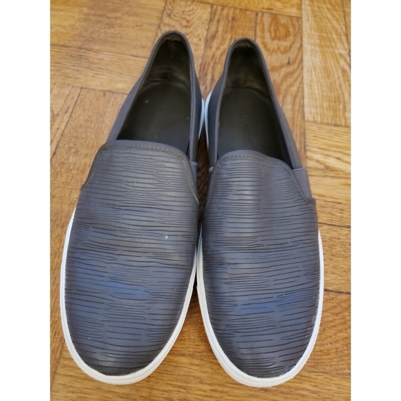 Vince Dark Gray Blair Textured Leather Slip On Sneakers - Size 7 - Picture 2 of 8